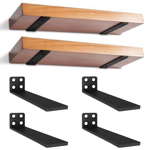 Lot de 4 Supports D'étagère Flottants de 20 cm, Supports D'étagère Robustes, Supports d'étagère Industriels avec Vis pour Bibliothèque Salon Chambre...