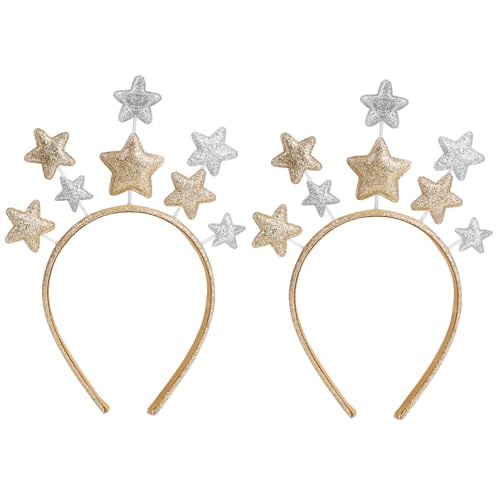 Thinp 2 Stück Weihnachten Sterne Haarreifen Glitzer Stern Stirnband