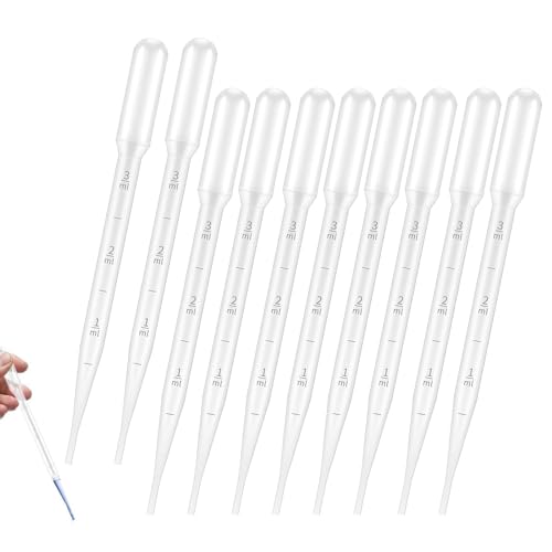 100 Pièces Pipettes de Transfert 3ML Pipette en Plastique Pipettes de Graduée Jetables pour Laboratoire Expérience D'huile Essentielle Peinture