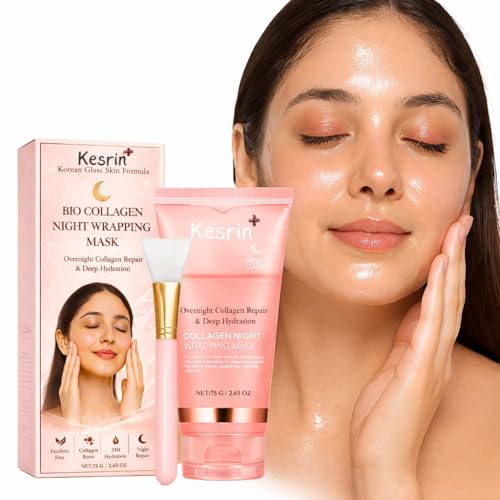 Image of Korean Glass Skin Bio-Collagen Face Mask 75g | Overnight Sleeping Mask for Glowing Skin, Pigmentation, Anti-Aging, Open Pores, Dark Spots, Hydrating Night Cream for Women & Men