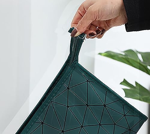 Image of Makeup Bag for Women, Diamond Pattern Makeup Bag with Zipper Large Capacity Travel Toiletry Bag - Green