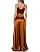 MUXXN Ladies Flattering Hollow Out Neck Stretch Ball Gown Homecoming Split Dress Golden Brown XL