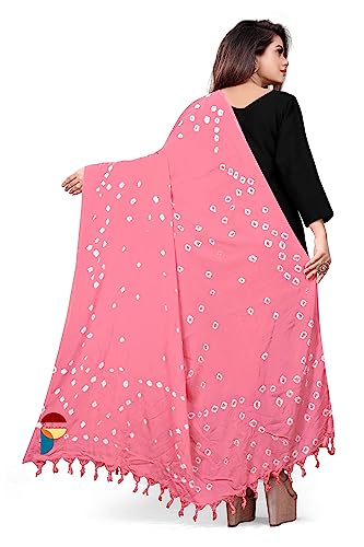 Image of Women Cotton Hand Printed Bandhani Design Dupatta | Ethnic Tie Die Print Dupatta (LENGTH 2.10M)