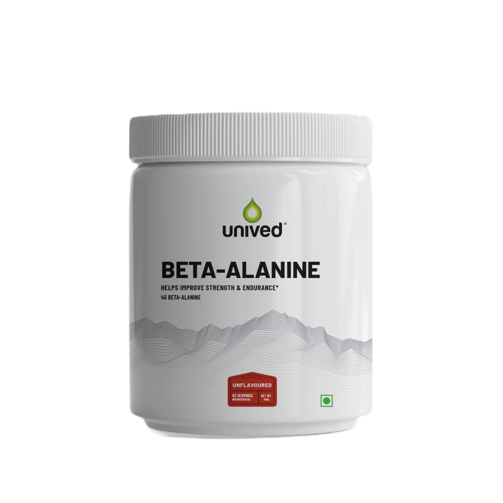 Unived Beta-Alanine 4g | Performance Strength Energy Endurance & Muscle PH | Single Ingredient, Flavorless & Caffeine Free Pre Workout | 62 Servings, 250g