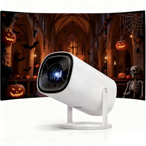 Boldever Netflix Licensed Smart Mini 1080P Projector - Auto Real-Time Focus & Keystone, Official Streaming Apps Built-in with Wifi & Bluetooth, Portable 270° Rotation Stand for Kids, Bed, Movie Night