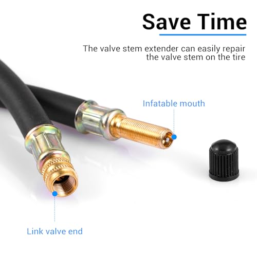 Image of 2 PCS Car Tire Valve Extender, 8.27 Inch Universal Flexible Schrader Tire Valve Stem Extension Adapter Compatible for Rv, Bike Motorcycle Stroller Bicycles Motorcycles and Portable Air Compressor