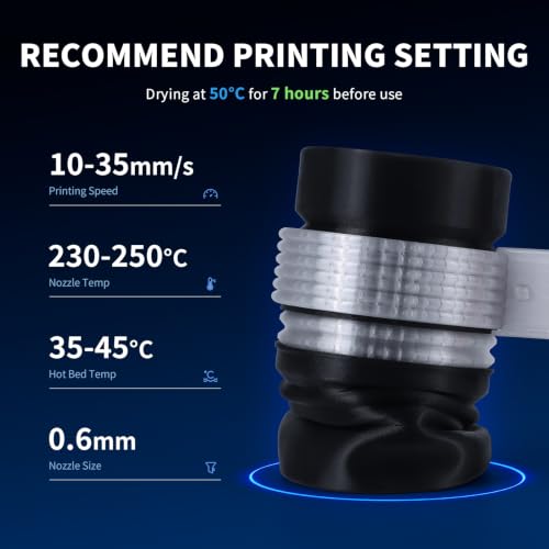 Image of YOUSU TPU 85A Filament 1.75mm, 1kg Flexible 3D Printer Filament Black | High-flow TPU for shoes, phone cases, gaskets. Wear-resistant, tear-proof. Fits Bambu Lab & FDM.
