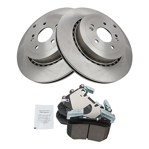 Image of TRQ Rear Brake Pad and Rotor Set Ceramic Rotors | For 2019-2020 Genesis G70 2018 Kia Stinger
