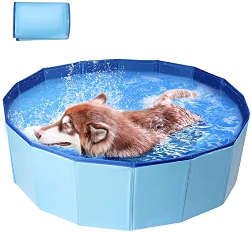 Hundepool Für Kleine Hunde - Faltbarer Schwimmbecken 60x20 Cm - Rutschfest Mit Ablassventil