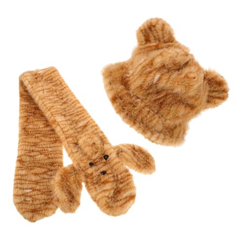 BESTYASH Leopard Print Hat and Scarf Women's Animal Headwear Set Fuzzy and Warm Winter Fashion for Women Light Brown