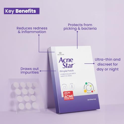Image of Acnestar Anti-Acne Pimple Patch | Hydrocolloid | Clears Pimples | Invisible Spot Cover | 36 Patches | SLS & Paraben Free