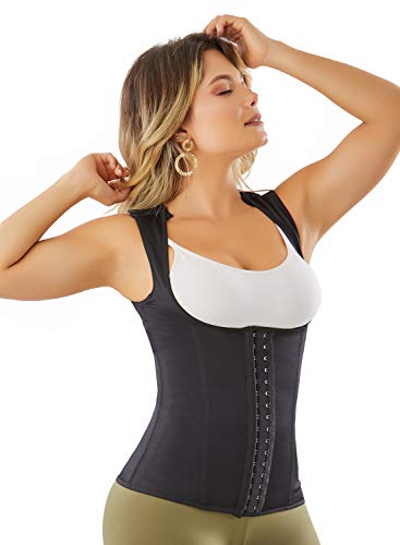 Fajas Colombianas 051 Chaleco Cinturilla Reductora de Mujer Waist Trainer Vest Black