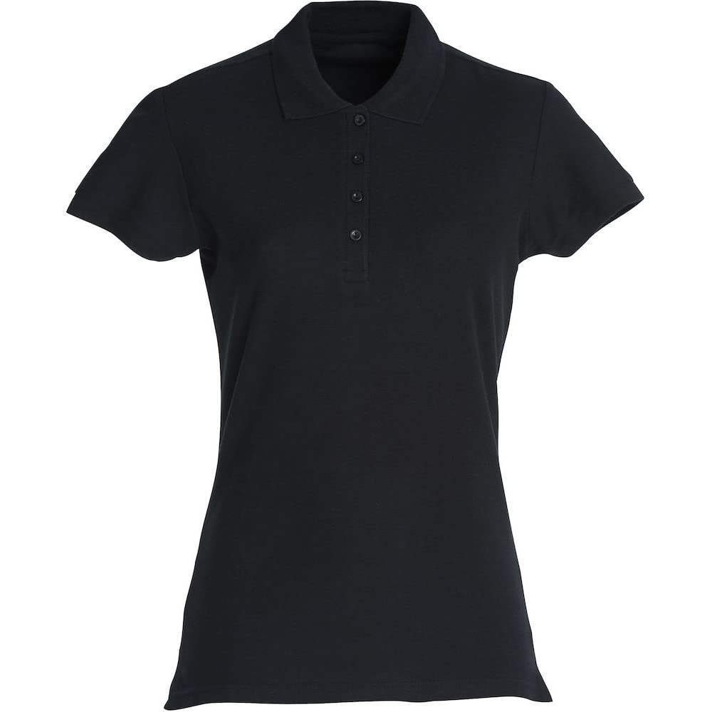 Clique Women's Black Short-Sleeved 100% Cotton Polo Shirt, Turn Down Collar, XS