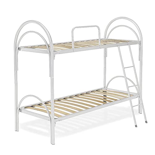 Comprarredo Letto a castello scomponibile salvaspazio con reti a doghe 80x190 e telaio in acciaio con scaletta e sponda anticaduta, colore struttura bianco