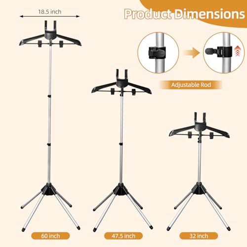 Shouken 1 Pack Adjustable Shirt Display Stand 32-63 Inch, Foldable Clothing Display Stand Mannequin Torso for Retail Vendors, Multi-Use Steamer Rack Stand for Clothes Garment (1) (1 Pack) - Thumbnail 2
