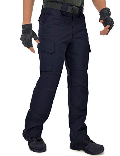 HARD LAND Ripstop Work Cargo Combat Est Un Pantalon Tactique Imperméable Homme Adapté pour l’Airsoft Taille élastique Taille 30W×32L Bleu Marin Cover