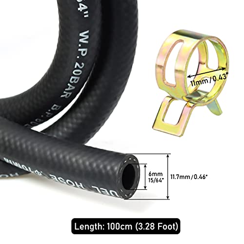 Laixin 15/64” Zoll Ø 6 mm Kraftstoffgasleitung Kit 1 Meter Benzinschlauch mit 5 Stücke Schlauchschellen für kleine Motoren, Moto, Auto - Image 5