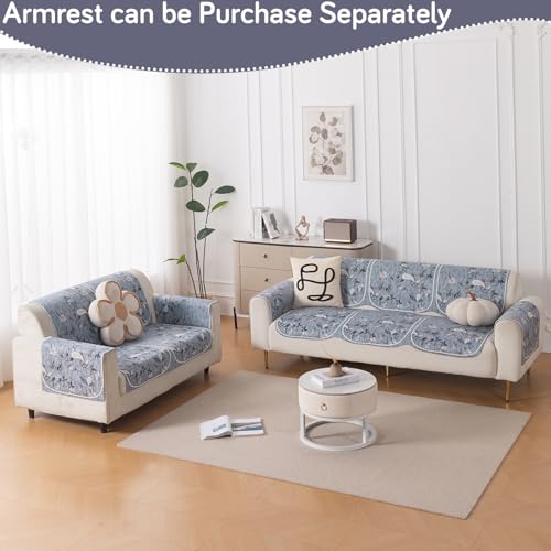 Image of HOKIPO HeavenHue Sofa Cover 5 Seater Panel Set 3+2, Frosted Petals