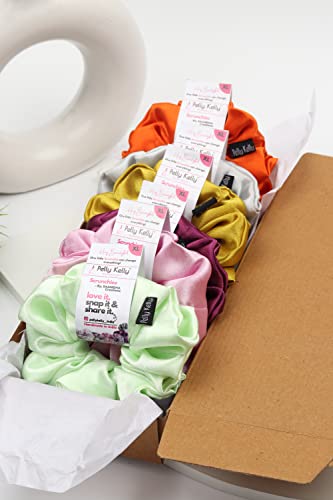 Image of Premium Satin Scrunchies for Women | Hair Bands, Ponytail Holders & Rubber Bands | Oversize, Fluffy, No-Damage Hair Ties | Girls Hair Accessories | Extra Large Size | Pack of 6