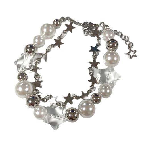 Minimalist Y2k Star Pearl Double Layer Colorful Beaded Lightweight Bracelet