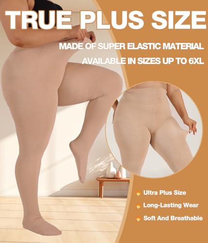 Image of MERYLURE Plus Size Fleece Lined Tights, Warm Winter Thermal Pantyhose Women, Queen Thick High Waisted Opaque Leggings