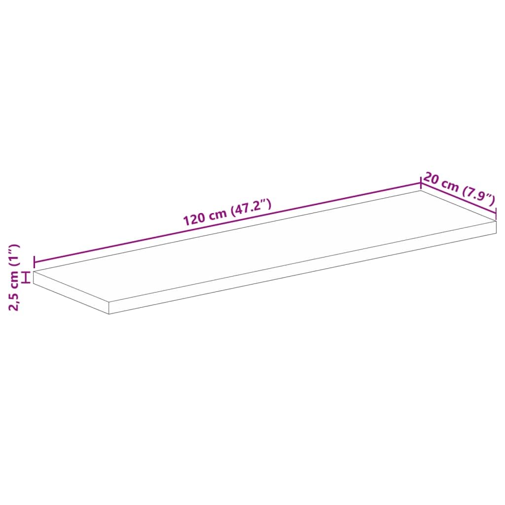 vidaXL Tischplatte, Holzplatte für Esstisch Couchtisch, Massivholzplatte Rustikales Design, Ersatztischplatte, 120x20x2,5cm Rechteckig Raues Massivholz Mango