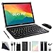 Tablet 10 Zoll Android 11,FEONAL 4G LTE Tablet PC Mit 2 SIM Slot 4GB RAM 64GB ROM 128GB TF Mit Tastatur Maus Stift OctaCore 1080P FHD Face ID 6000mAh 13 MP Kamera Bluetooth WiFi GPS OTG-Schwarz