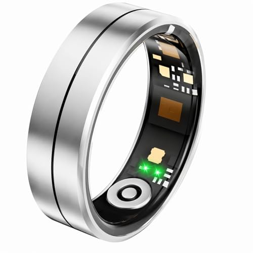 Wellness Smart Ring - Professional Activity & Recovery Tracker with Smart LED Power Hub | 24/7 Vitality Monitoring: Heart Rate, SpO2, HRV & Stress | Subscription-Free App, IP68 Swim-Proof (Silver9)