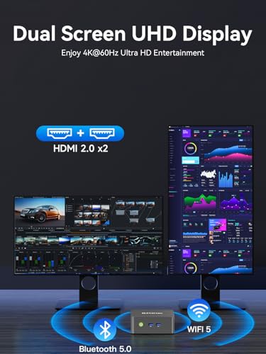 Image of GMKtec Mini PC Computers Intel N95 Processor (Turbo 3.4GHz) 8GB DDR4 256GB SSD Desktop Computer 4K Dual HDMI Display /3x USB3.2 /WiFi 5 BT5.0 /RJ45 Ethernet Nucbox G3S
