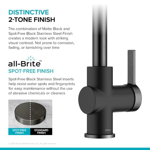 KRAUS Britt Commercial Style Pull-Down Single Handle Kitchen Faucet in Matte Black/Spot-Free Black Stainless Steel, KPF-1691MBSFSB - image 5