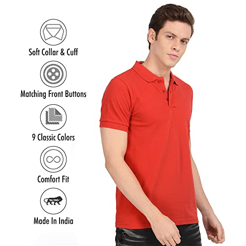 Image of AWG ALL WEATHER GEAR Men's Cotton Regular Fit Solid Polo Neck T-Shirt Navy Blue Melange