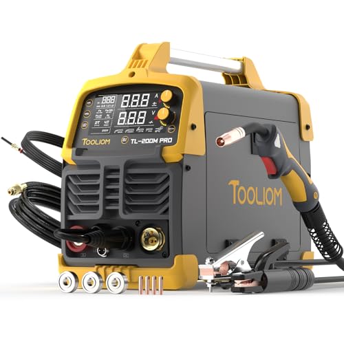 TOOLIOM 200A MIG Welder 5 in 1 MIG/Flux MIG/Lift TIG/Stick/Spool Gun 110/220V Dual Voltage Aluminum Welding Machine Multifunctional Welder