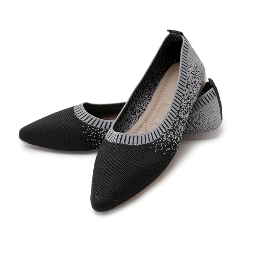 RVROVIC Women's Pointed Toe Knit Flats Shoes Slip on Ballet Flats Comfortable Dress Shoes for Women4
