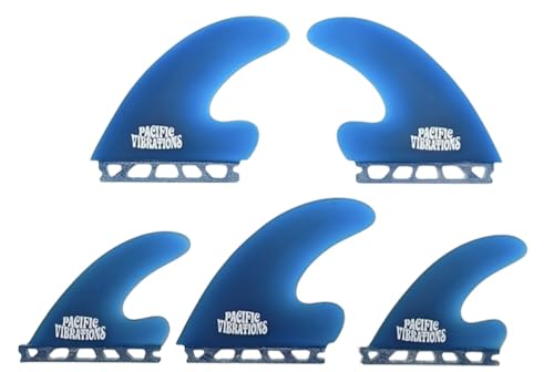 PACIFIC VIBRATIONS fits Futures Base J Drive Surfboard fins 5 fin tri/Quad fins Set Fiberglass Resin Color Blue