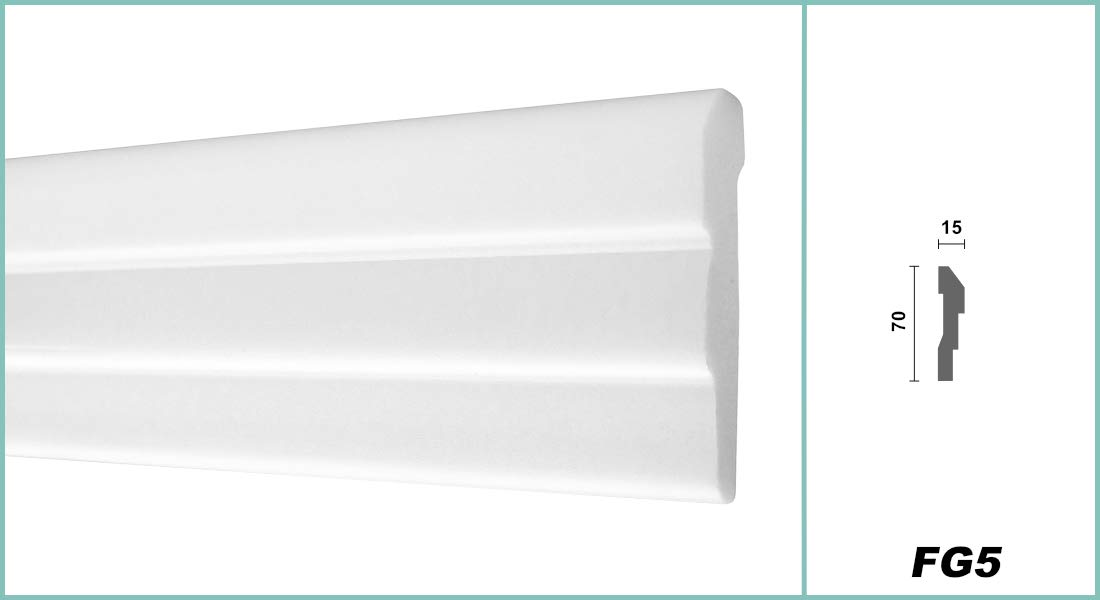 HEXIMO Molduras de Pared Modernas XPS Poliestireno Blanco, 2 Metros Cornisas Ornamentación de Estuco Frisos Molduras Decorativas (20 metros FG5)