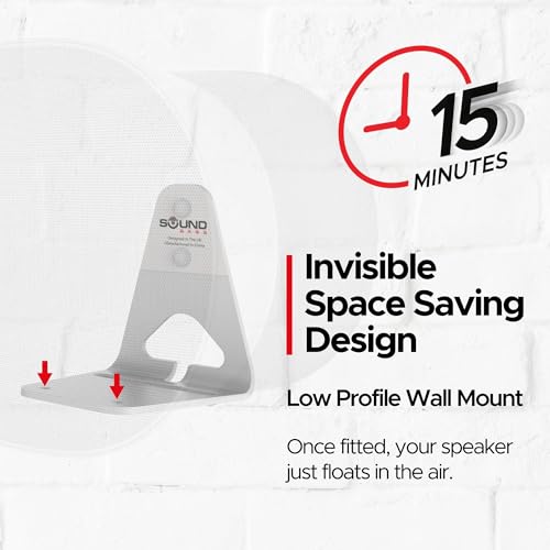 Image of Sound Bass ERA300 Wall Mount Bracket, Low Profile, White, Single (1pc) | Compatible with Sonos ERA 300 Speaker, Complete with All Fixing Hardware