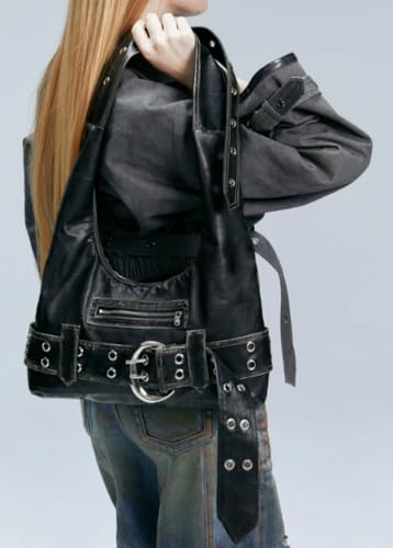Vintage Shoulder Bag for Women Y2K Medium Buckle Satchel Purse Goth Leather Handbag Adjustable Tote Bag Y2K Clutch 20253