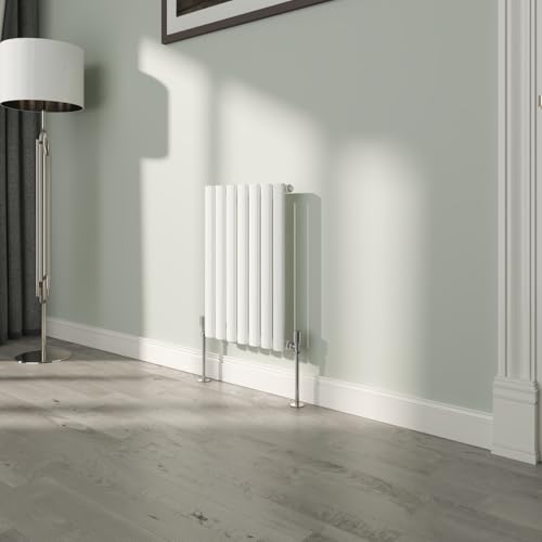 NRG White Oval Radiator Horizontal 600x413mm Single Panel Central Heating Radiators Perfect for Bathrooms Kitchen Living Room