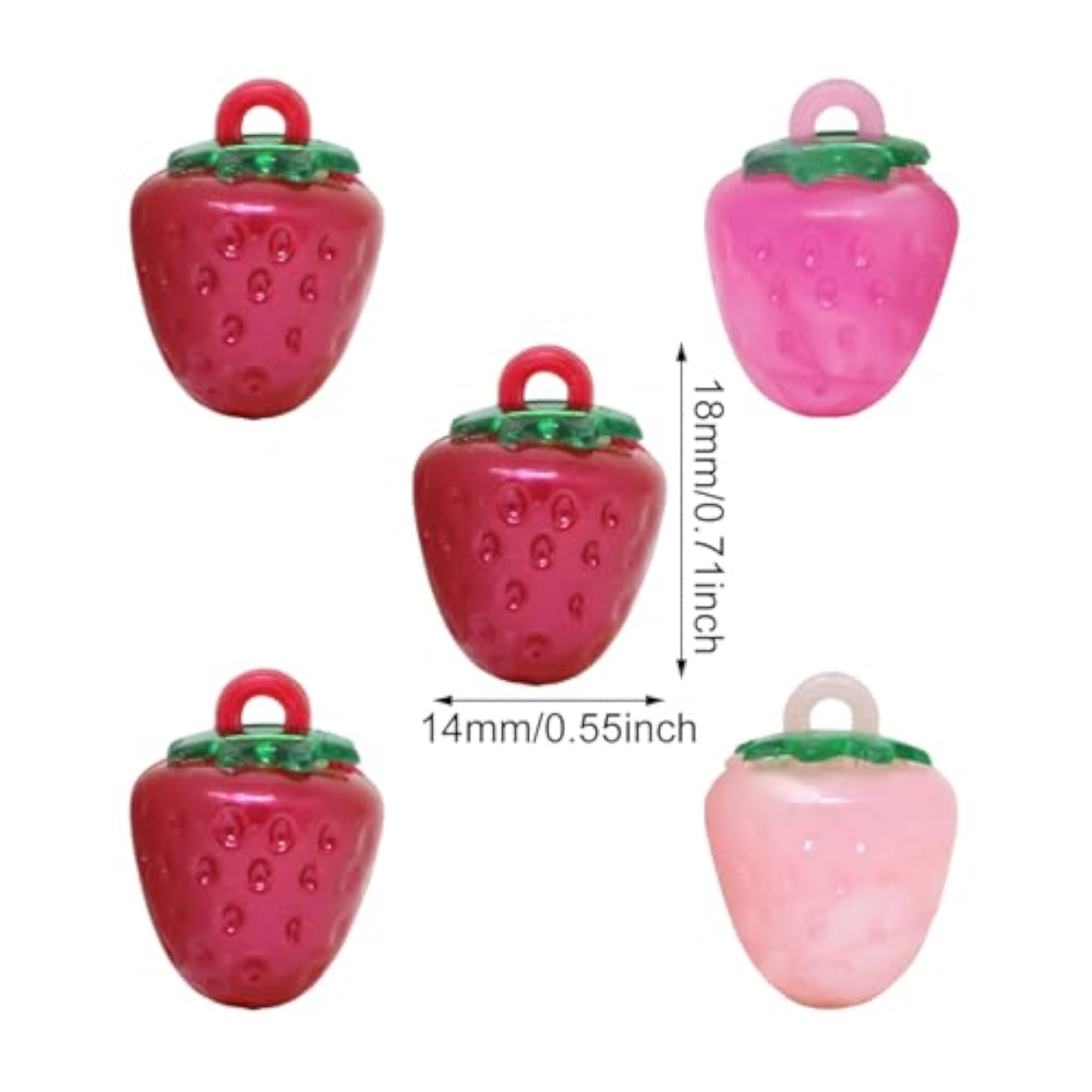 40PCS Cute Sweet Strawberry Resin Charms Pendant