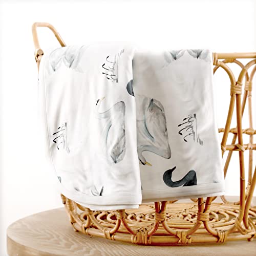 Grssder Baby Blankets Super Soft Jersey Knit Swaddle Blanket For Baby Girls And Boys, Double Layer Receiving Blankets 34 X 44 Inches Extra Large For Baby Show Gift, Pretty Swan/Dandelion Pattern #TOP6