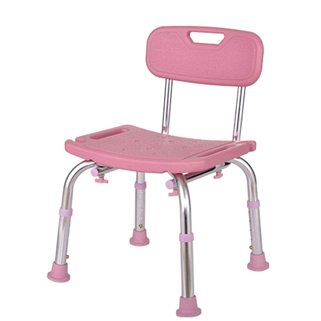 Asiento de Ducha con Respaldo Rosa con apoyabrazos, Taburete de Ducha Antideslizante de Altura Ajustable para Asiento de Ducha para Patas de Aluminio Resistentes para Mujeres Mayores con DIS