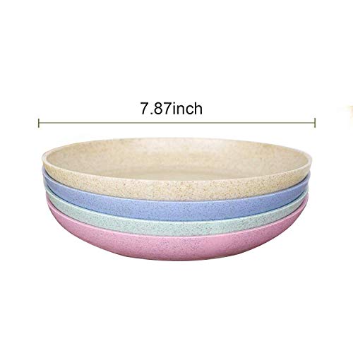 Shopwithgreen Lightweight Wheat Straw Plates - 4 Pack 7.8'' Unbreakable Dinner Plates, Dishwasher & Microwave Safe, BPA free, for Kids,Children,Toddler & Adult