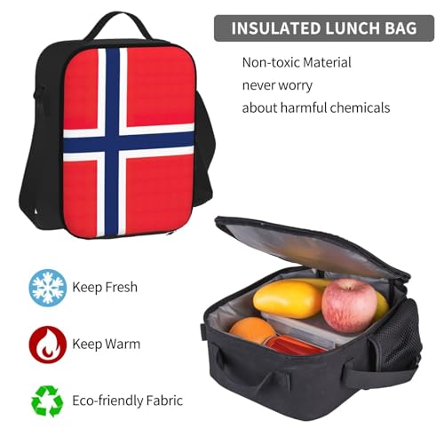 Norwegian Flag Print 3-Piece Set Backpack, Lunch Bag And Pencil Case, For Travel, College, And Daily Use 7