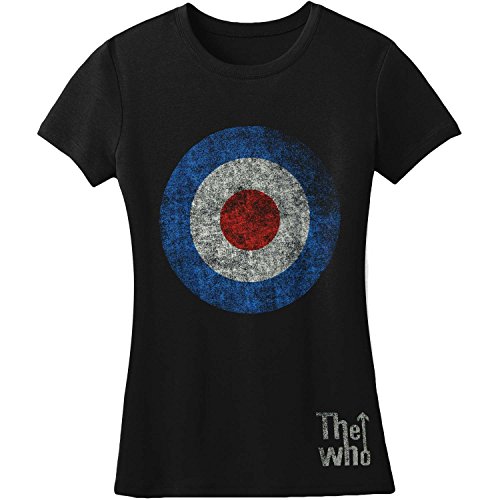 The Who Women's Target Distressed Slim Fit Short Sleeve T-Shirt, Black, Size 14 (Manufacturer Size:X-Large)