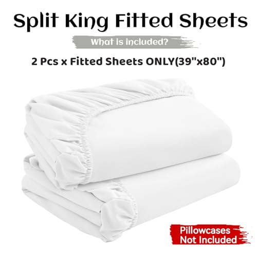 SiinvdaBZX 2-Pack Split King Fitted Sheets for Adjustable Bed, White by SiinvdaBZX - Used condition - Image 5