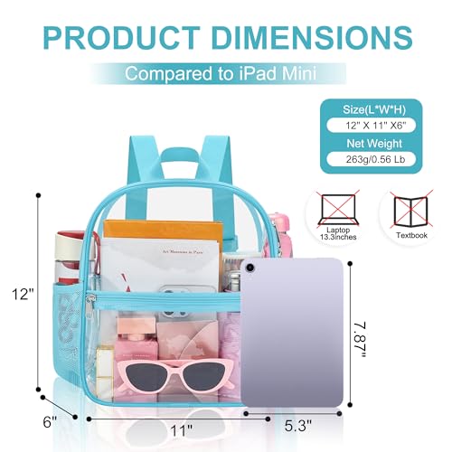 Image of Oraben Clear Backpack Stadium Approved 12X6x12, Waterproof Clear Bag Stadium Backpack for Concert Work Sport Event