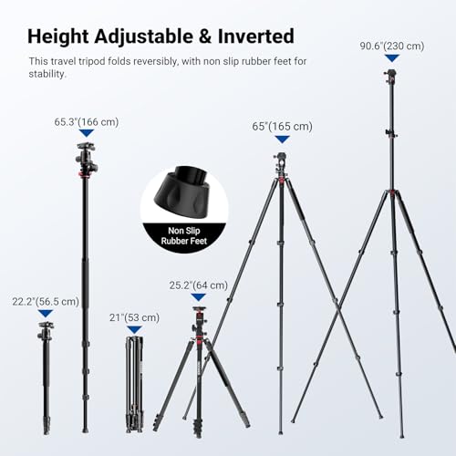 Image of NEEWER Overhead Horizontal Camera Tripod Monopod with Ball Head & Flexible Center Column, 90 Inch Tall Metal DSLR Video Travel Stand, Arca Type QR Plate & Inverted Legs, Max Load 13.2 lbs, TP63