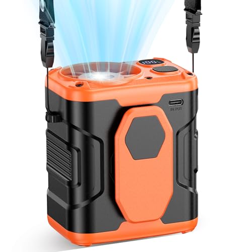 Image of coldSky Upgrade Portable Waist Fan Clip On, 10000mAh Rechargeable Wearable Belt /Neck Personal Fan with Light, 5 Speeds Strong Airflow Cooling for Outdoor Jobsite Camping Travel