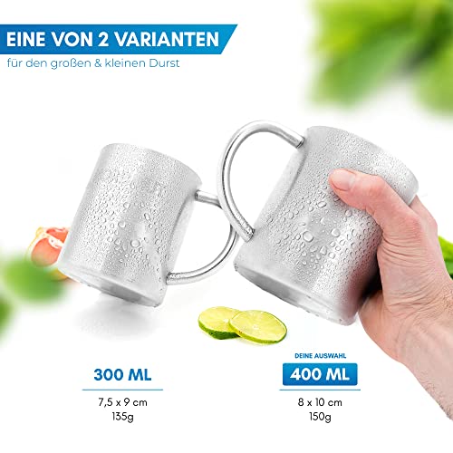 NORDMUT® Edelstahl Thermobecher [2er Set] Camping Tasse | nachhaltige Edelstahl Tasse | Kaffeetasse doppelwandig isoliert und BPA frei | Tassen Set für Camping & Outdoor [2 x 300 ml]