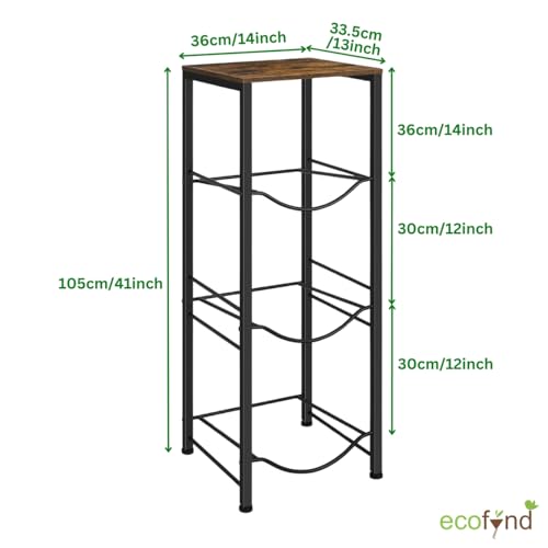 Image of ecofynd 3 Tier Water Dispenser Stand with Top Shelf, Heavy Duty Water Cooler Storage Rack, 20 Litre Engineered Wood & Metal Bottle Holder for Home & Kitchen, Office, School, Hospitals, Restaurants